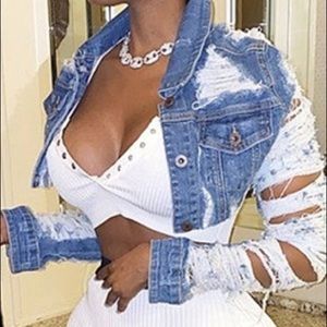 Ripped stylish jean jacket